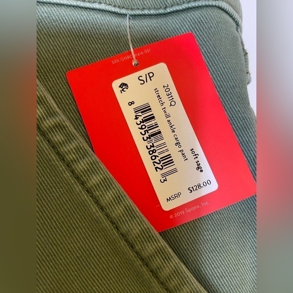 SPANX size Small S/P Stretch Twill Ankle Cargo Pant Soft Sage Olive $128 NWT NEW - Picture 13 of 15